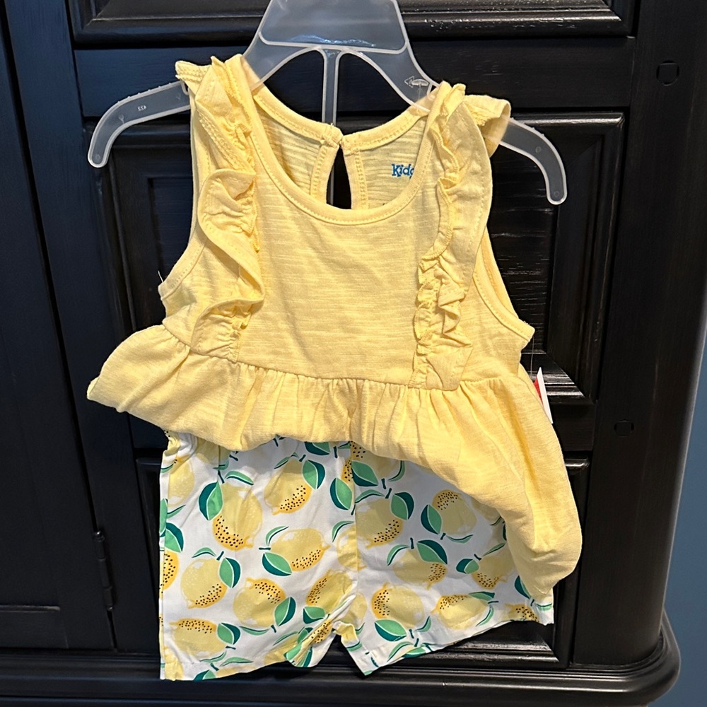 Yellow Ruffle Top with Lemon Print Shorts